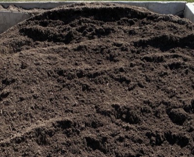 Mountain Top Soil, dark brown and loose, with amendments already blended through it